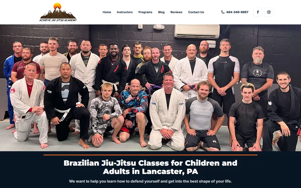 Achieve Jiu Jitsu Academy website screenshot