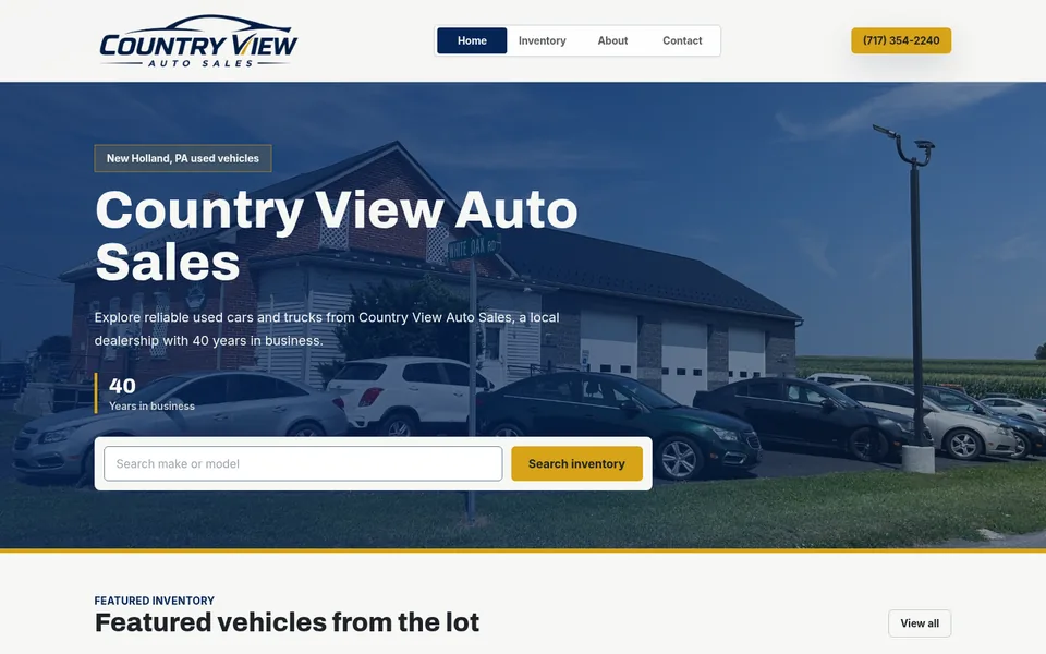 Country View Auto Sales website screenshot